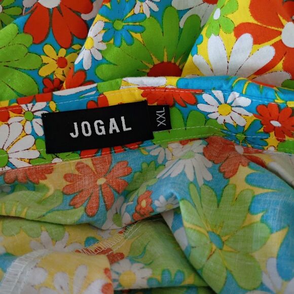 Jogal Unisex Long Sleeve Collared Floral Button Down Cotton Shirt XXL - Picture 8 of 8